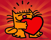 Dibujo El gato y el corazón pintado por da12306