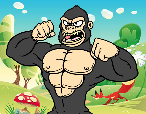 Dibujo Gorila fuerte pintado por moko