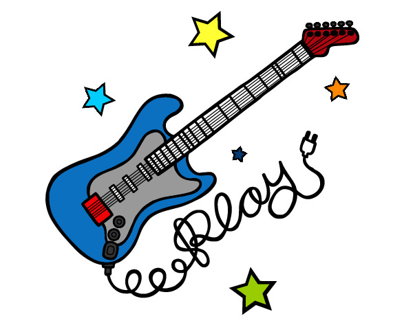 Dibujo Guitarra y estrellas pintado por kuky21