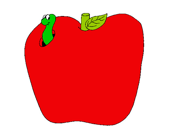 Dibujo Gusano en la fruta pintado por lizette