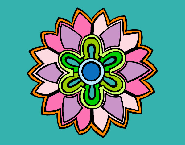 Dibujo Mándala con forma de flor weiss pintado por pamelabeat