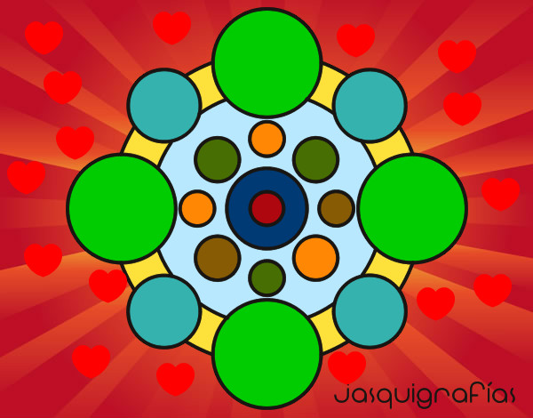 Dibujo Mandala con redondas pintado por Rucio