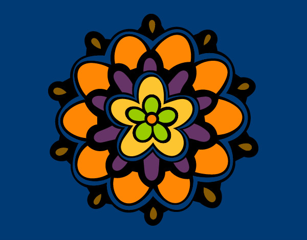 Dibujo Mándala con una flor pintado por Clematis