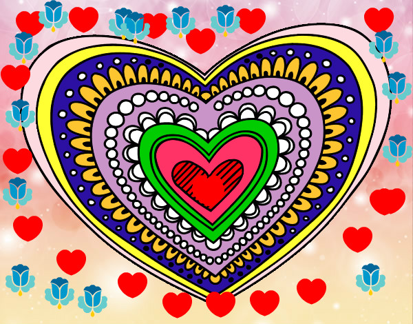Dibujo Mandala corazón pintado por Mafer08