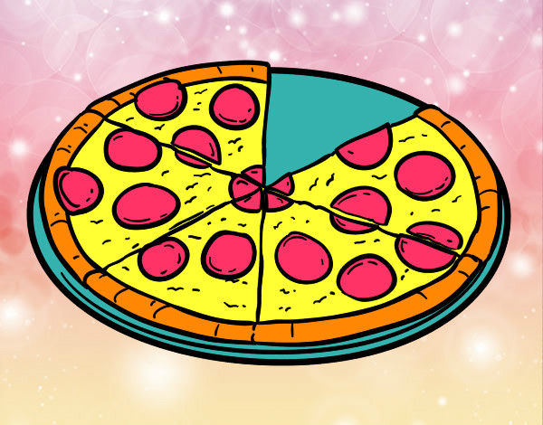 Dibujo Pizza de pepperoni pintado por Mafer08