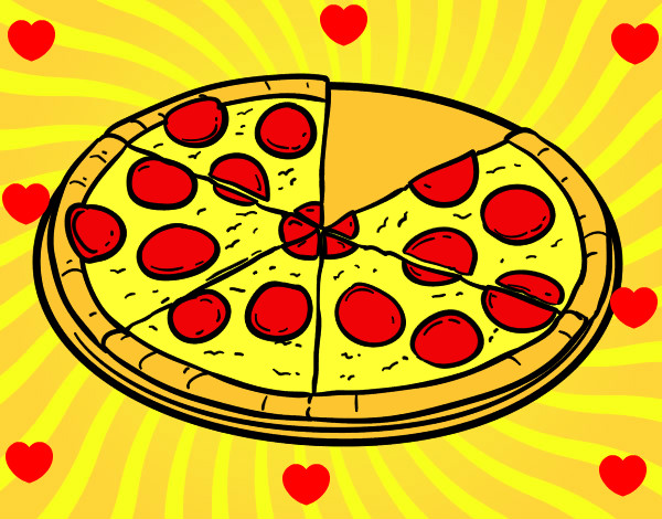 Dibujo Pizza de pepperoni pintado por stefany546