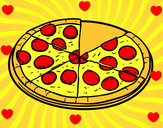 Dibujo Pizza de pepperoni pintado por stefany546