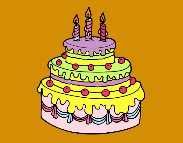 Dibujo Tarta de cumpleaños pintado por Meloki