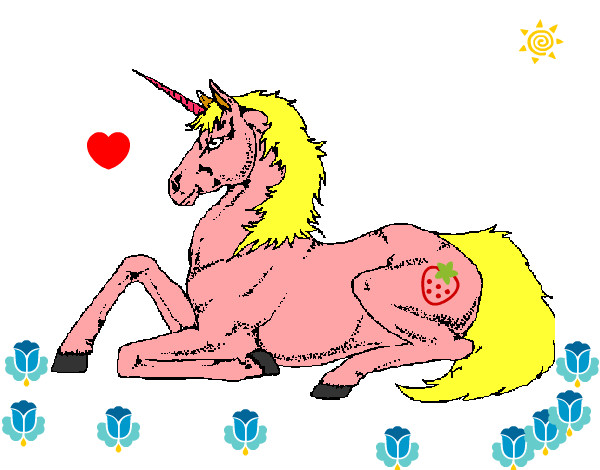 Dibujo Unicornio sentado pintado por monse456