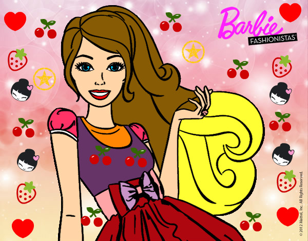 Dibujo Barbie con su vestido con lazo pintado por ARIC