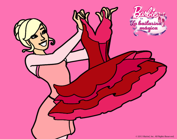 Dibujo Barbie y su vestido de ballet pintado por chiquit