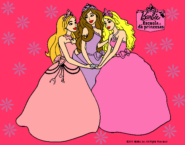Dibujo Barbie y sus amigas princesas pintado por amina555