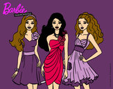 Dibujo Barbie y sus amigas vestidas de fiesta pintado por mixerioner