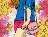 Dibujo Chica con bolso pintado por minny290