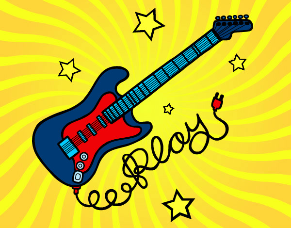 Dibujo Guitarra y estrellas pintado por Saritita