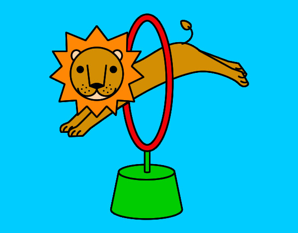 Dibujo León saltando pintado por nachu
