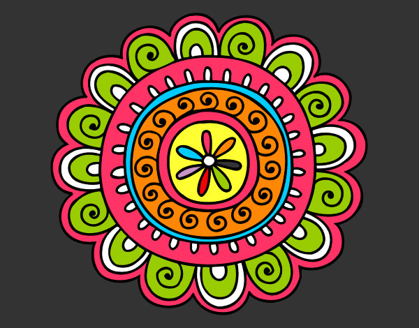 Dibujo Mandala alegre pintado por lania