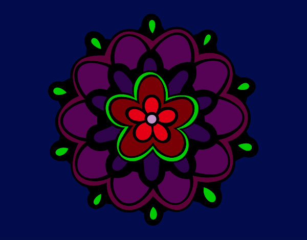 Dibujo Mándala con una flor pintado por chiguiline