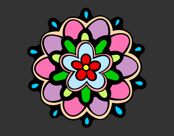 Dibujo Mándala con una flor pintado por Sofi2014