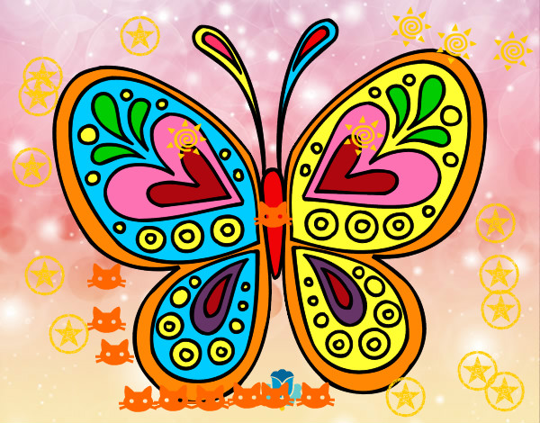 Dibujo Mandala mariposa pintado por Clematis
