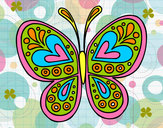 Dibujo Mandala mariposa pintado por lania
