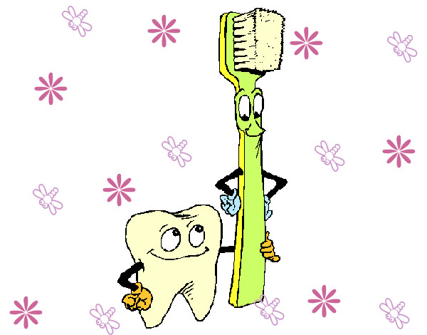 Dibujo Muela y cepillo de dientes pintado por Melisa