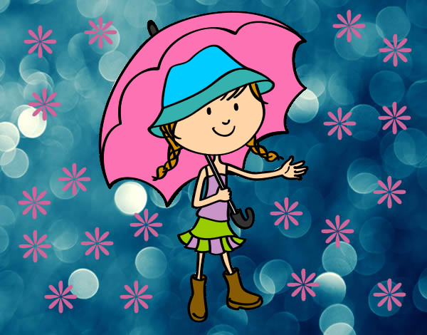 Dibujo Niña con paraguas pintado por amina555
