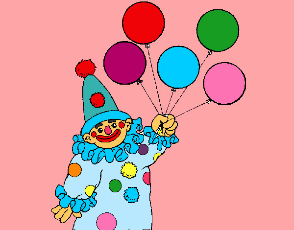 Dibujo Payaso con globos pintado por Saritita