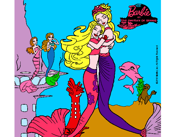 Dibujo Barbie sirena y la reina sirena pintado por jackelin12