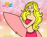 Dibujo Barbie va a surfear pintado por mikaelit