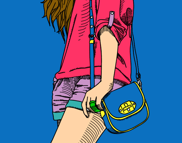 Dibujo Chica con bolso pintado por marchita