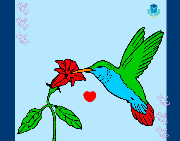Dibujo Colibrí y una flor pintado por Candy00003