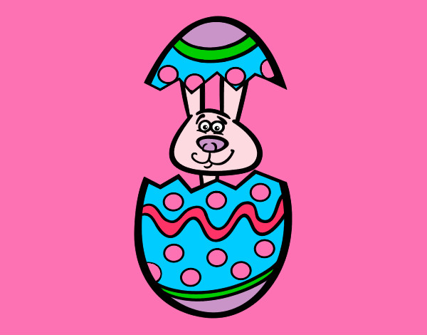 Dibujo Conejito en un huevo de pascua pintado por dayanit