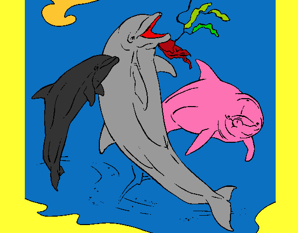 Dibujo Delfines jugando pintado por chofifer