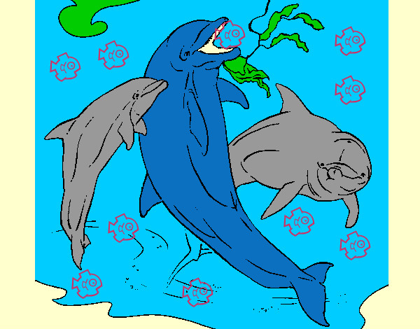 Dibujo Delfines jugando pintado por mikikta