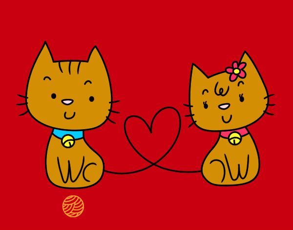 Dibujo Gatos enamorados pintado por arisale