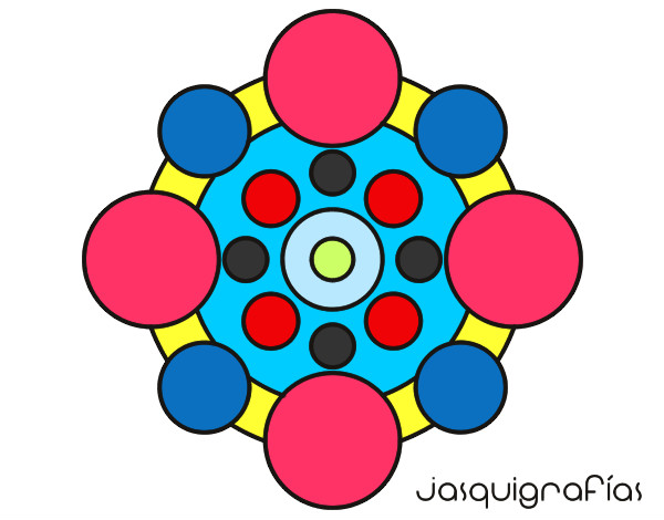 Dibujo Mandala con redondas pintado por latatinana