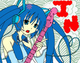 Dibujo Miku con guitarra pintado por nadeshiko