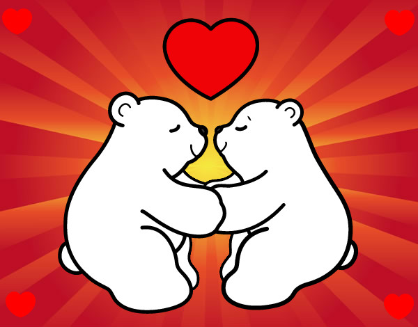 Dibujo Osos polares enamorados pintado por arisale