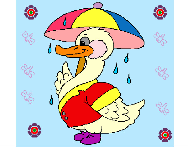 Dibujo Pato bajo la lluvia pintado por marchita