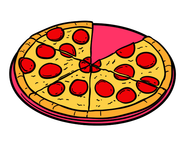 Dibujo Pizza de pepperoni pintado por arisale