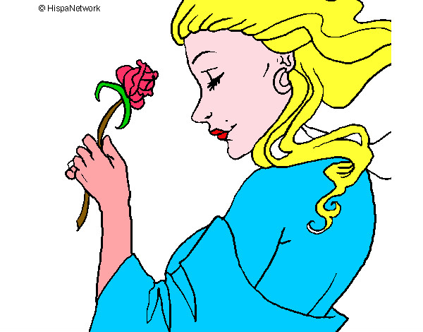 Dibujo Princesa con una rosa pintado por gabrielagg