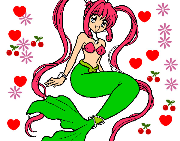 Dibujo Sirena con perlas pintado por mayrim