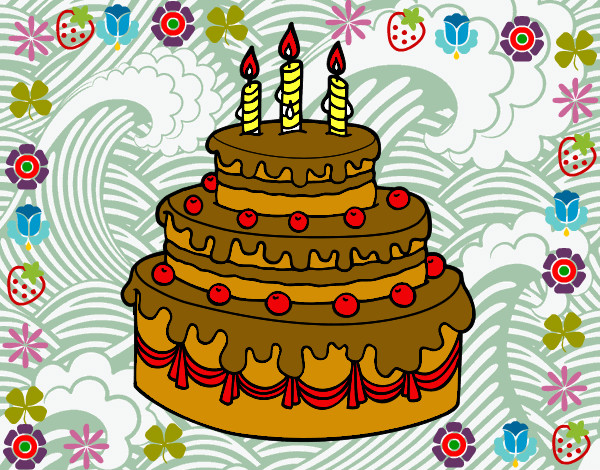 Dibujo Tarta de cumpleaños pintado por arisale
