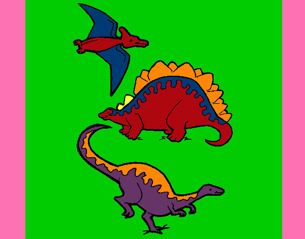 Dibujo Tres clases de dinosaurios pintado por DiegoMA