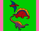 Dibujo Tres clases de dinosaurios pintado por DiegoMA