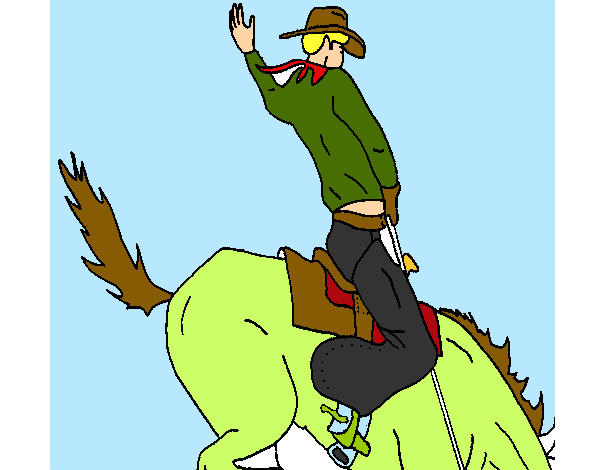 Dibujo Vaquero en caballo pintado por mRIA1