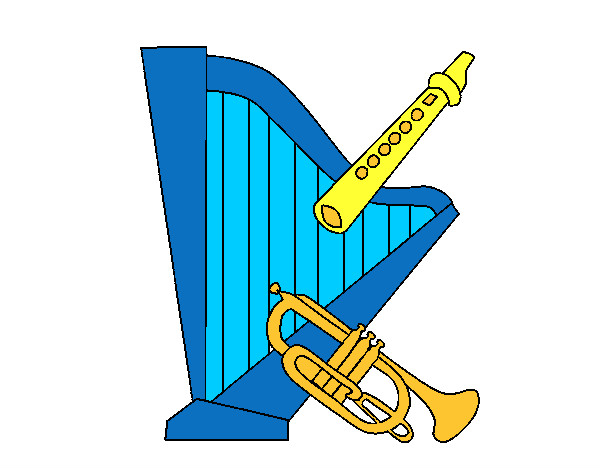 Dibujo Arpa, flauta y trompeta pintado por adavargas