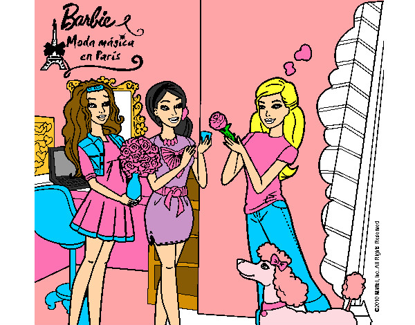 Dibujo Barbie de compras con sus amigas pintado por taniaysele