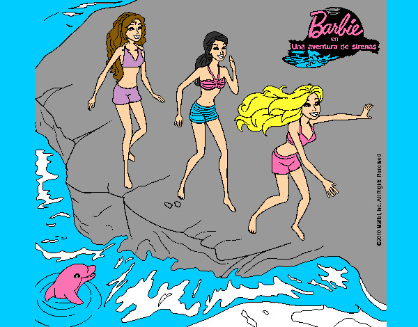 Dibujo Barbie y sus amigas en la playa pintado por taniaysele